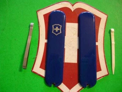 NEW GENUINE VICTORINOX 74mm COBALT BLUE SWISS ARMY SCALES + TOOTHPICK & TWEEZERS