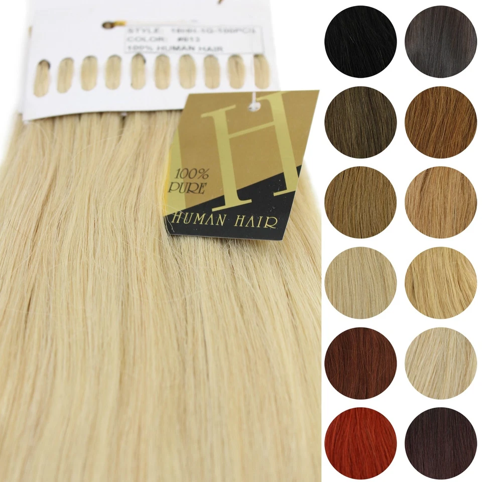 Echthaar I Tip Extensions Set 100x 1g Strähnen Keratinbondings 49cm 18HH-1G NEU - Bild 1 von 1