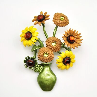 Broche Girasol Colgante Oro Amarillo Flor Novia Joyería Moda Prendedor Regalo Foto 1 de 4