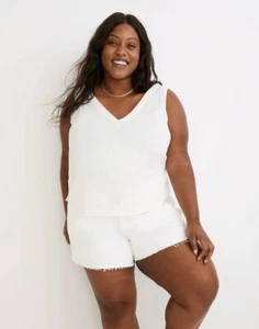 Top sin mangas Madewell Responsible cuello en V botones espalda talla 4X Plus blanco roto nuevo con etiquetas - Imagen 1 de 5