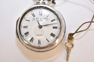 Vintage D.D. Neveren London Pocketwatch in Double carry case Fusee Sterling Silv - Picture 1 of 23