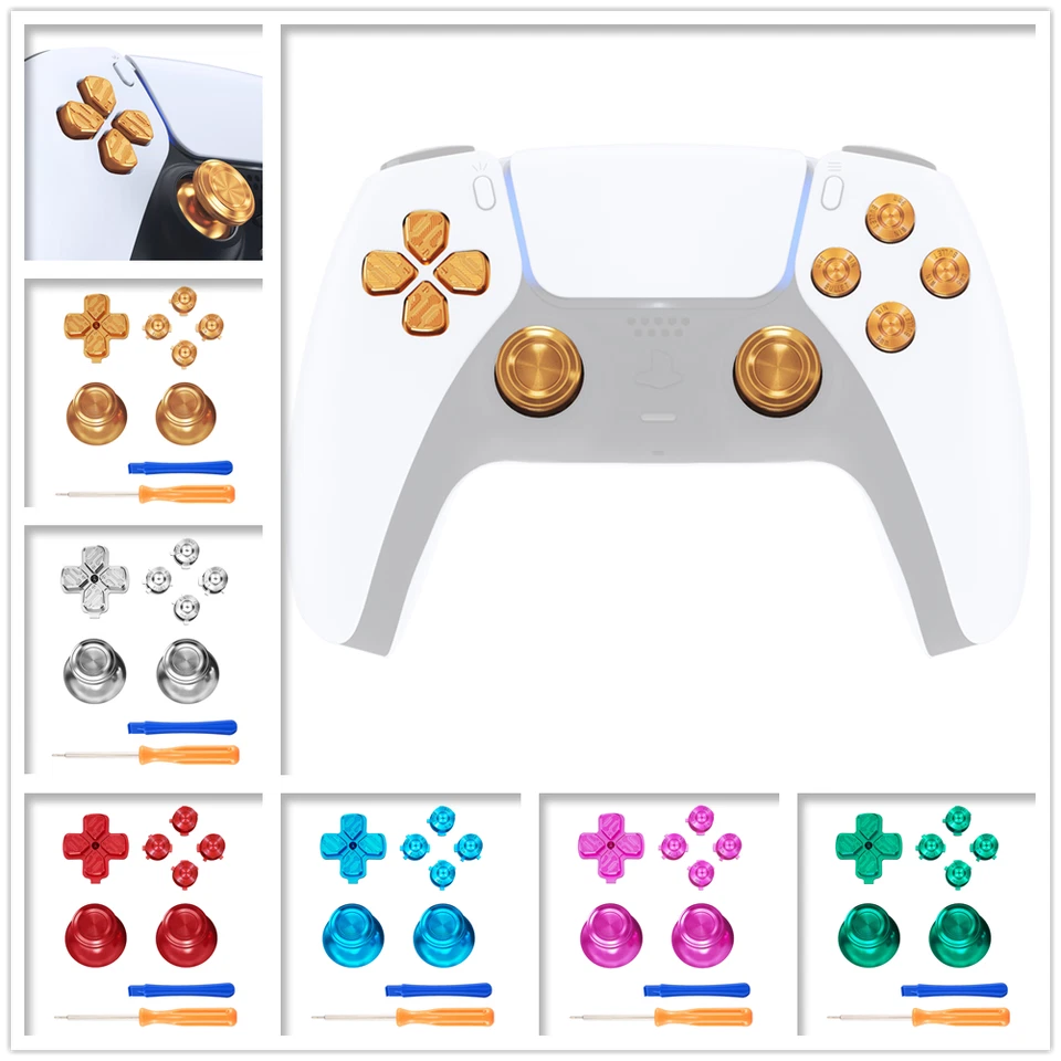 Replacement Metal Thumbsticks Dpad ABXY Buttons Custom Kit for ps5 Controller - image 1 of 1