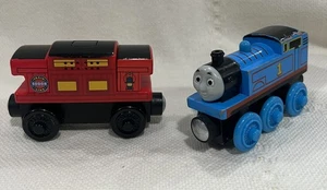 2 Thomas & Friends Wooden Plastic Red Music Caboose Y4408 & Blue Thomas Y4083 - Picture 1 of 10