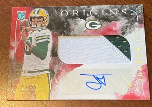 2020 Jordan Love Origins Rookie Jumbo Patch Auto Rosso RPA/99 RC #104 Packers - Foto 1 di 3