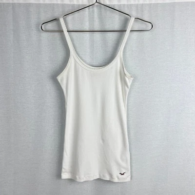 Vintage Hollister Top Junior Medium Y2K Scallop Trim White Cami Tank Preppy - Image 1 of 4