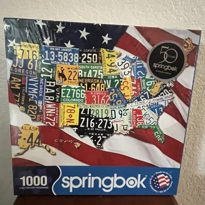 USA State Plates Springbok Jigsaw Puzzle USA 1000 Pieces 24" x 30” New - Image 1 of 4