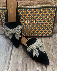Kurt Geiger London Olive Bow Slide Flat Shoes Size 4 EU 37 New Box RRP £189 - Picture 1 of 9