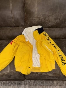 Vtg Nautica Challenge Mens J-Class Sailing Yellow Hoodie Windbreaker Jacket M/M - Picture 1 of 9