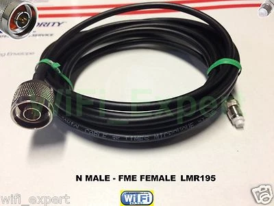TIMES Microwave® LMR195 1-30' RF Pigtail Cable N Male to FME Female MADE IN USA - Image 1 of 4