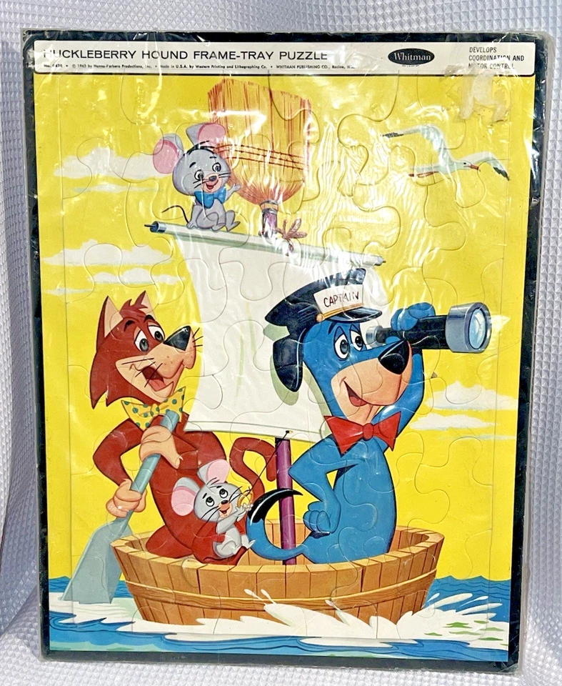 Rompecabezas bandeja marco Whitman Huckleberry Hound 1963 w101 vintage Foto 1 de 4