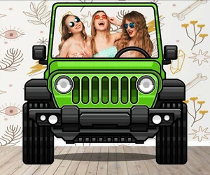 Grüner Jeep, Fahrzeugmotiv, DIY Photo Booth Requisiten, nicht personalisiert - Bild 1 von 6