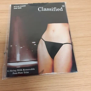 Tanga de tanga negra clasificada con pompón extraíble ropa interior sexy - talla única - Imagen 1 de 2