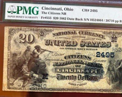 1882 $20 Date Back Citizens NB of Cincinnati CH# 2495 - FR 555 - PMG Grade 15 CF - Image 1 of 3