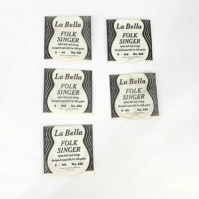La Bella Guitar Strings Folk Singer Ball End Nylon Folk Guitars 5 Pack Different - Image 1 of 4