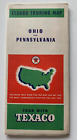 Carte routière vintage 1937 Texaco Gas Oil Ohio & Pennsylvanie poche couleur pliante