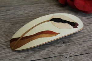 Hair Clip Barrette French women fashion Flower Tulip Brown Handmade in USA - Picture 1 of 6