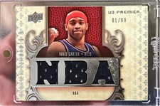 2008-09 Upper Deck Premier Vince Carter Remnants 3 Triple Game Used Jersey 1/99