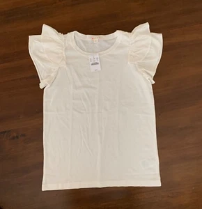 Jcrew Girls Size 12 / Ruffle sleeve T-shirt / summer casual / IVORY NWT - Picture 1 of 2