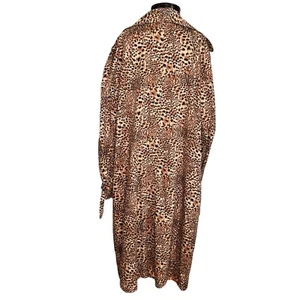 SELENE Vintage Brown Animal Print Double Breast POCKETS Oversize Trench Coat 1X - Bild 1 von 11