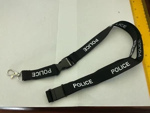 Police Lanyard Neck ID/Card Key Holder New black ,Police both sides - Picture 1 of 4