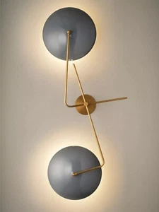 Mid Century Two Adjustable arm Stilnovo Wall Fixture Modern Brass Wall Lamp - Picture 1 of 8