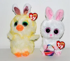 Ty Plush Easter 2022 6" Beanie Boos - Rabbit (Sunday) & Chick (Coop) - Picture 1 of 2