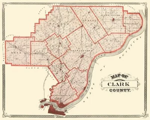 Mapa histórico del condado - Clark County Indiana - Baskin 1876 - 23 x 28,81 - Imagen 1 de 20