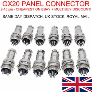 GX20 Aviation Plug + Socket Cable Connector Panel Mount 2-15 pin M20 Male Female - Picture 1 of 22