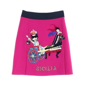 DOLCE & GABBANA SICILIA skirt wool Pink Mulch color Used Women size 38 - Picture 1 of 9