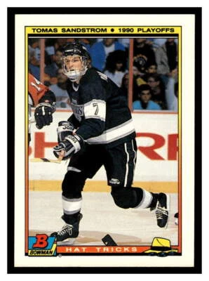 1990 Bowman Hat Tricks #21 Tomas Sandstrom - Los Angeles Kings - Image 1 of 2