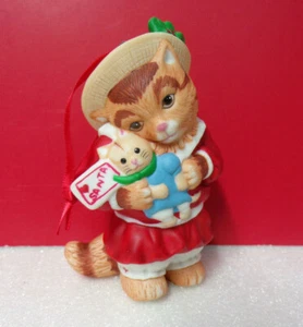 Danbury Mint KITTY CAT AND DOLL Christmas Porcelain Ornament - Picture 1 of 4