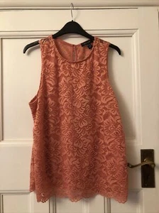 New Look Size 12 Peach Lace Sleeveless Top - Picture 1 of 6