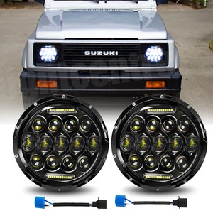 Pair For Suzuki Samurai SJ410 7inch LED Round Headlights DRL Sealed Hi/Lo Beam - Picture 1 of 7