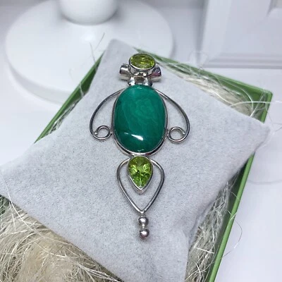 Malachit, Peridot Anhänger  925 Silber - Bild 1 von 3