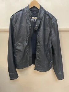 Diesel Denim Leather Zip Up Motorcycle Jacket Mens Large Pit2Pit 20” MUST FEEL! - Picture 1 of 11