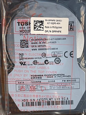 New Dell MK3261GSYN TOSHIBA 320 GB 2.5" 7200 RPM 16 MB SATA Hard Disk Drive HDD - Image 1 of 2