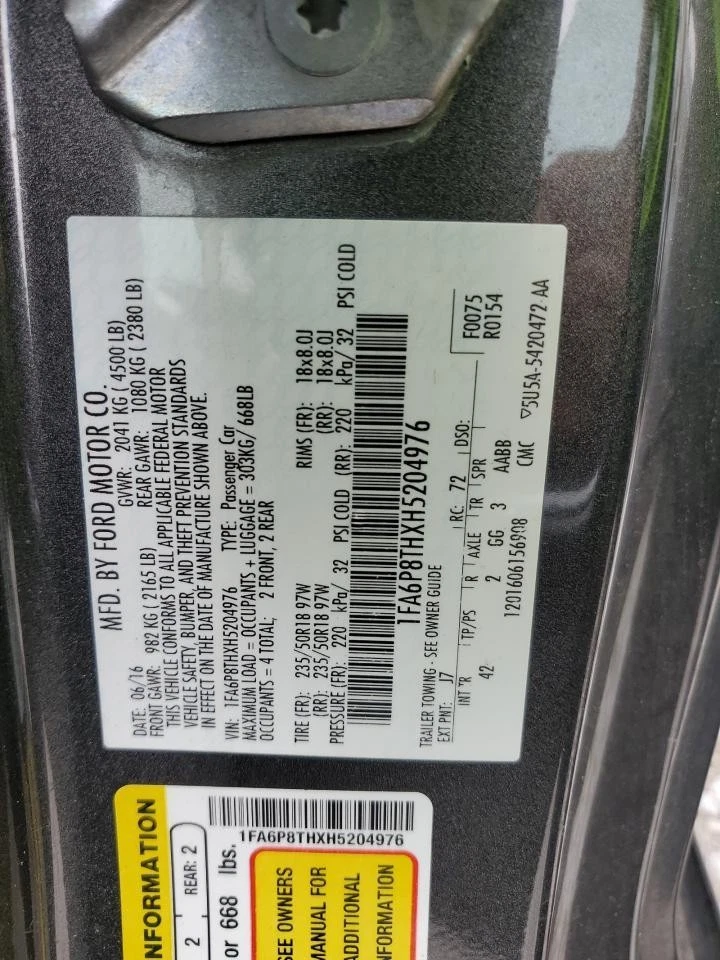 Cinturón de seguridad delantero izquierdo usado se adapta a: Ford Mustang 2017 canastilla conductor retractor Foto 1 de 4