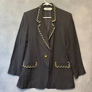 Vintage Harlan Studded Blazer Crystal Made in USA Wealthy Old Money Artsy Diva - Picture 1 of 13