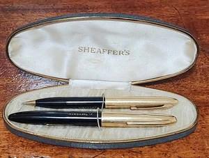 Juego de Pluma Estilográfica/Lápiz Sheaffer Vintage Oro 14k Nuevo en Caja, Tapas Llenas de Oro - Imagen 1 de 7