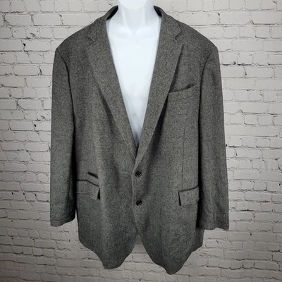 Blazer Abrigo Deportivo Joseph Abboud Negro Gris Mezcla Lana Calce Clásico 2 Botones 2X Foto 1 de 4