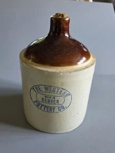 Vtg The Western Pottery Co. Denver Colorado Two-Tone Stoneware Jug Antique Jug - Picture 1 of 3