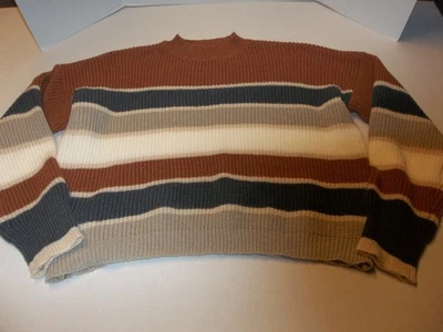 Womens Size L Striped Pullover Sweater Beige/Brown/Cream - Image 1 of 3