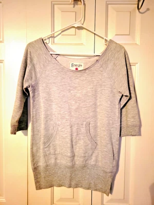 Energie Cuello Barco Lindo Gris Manga 3/4 Top Sudadera con Capucha Bolsillo Talla Grande Se Ajusta Como Mediano Foto 1 de 4
