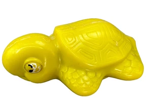 Vintage Baby Toy Sea TURTLE Tortoise Rattle Yellow Hard Plastic 4 x 2.50" Retro - Picture 1 of 5