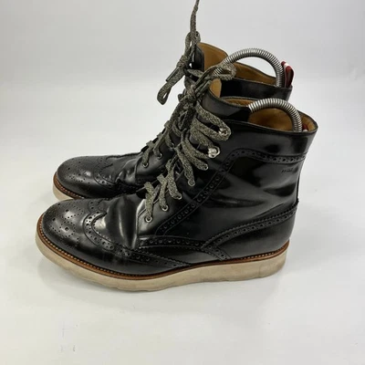 Bally Colliman Mens Desert Boots Black UK 7.5 Leather Brogue Lace Up Army Style - Image 1 of 4