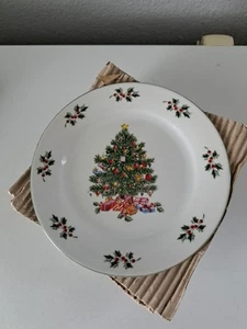 Menge 4 Noel Morgen Weihnachtsbaum Dessert Salat Teller 7" Vintage - Bild 1 von 4