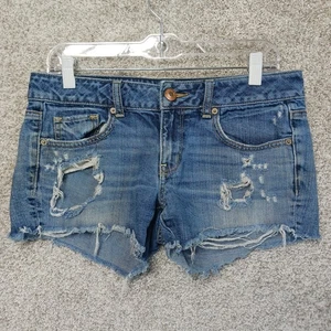 Pantalones Cortos American Eagle Para Mujer 8 Azul Envejecido Denim Rasgado Corte Informal Verano - Imagen 1 de 9