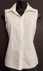 Blusa Willi Smith Blanca Sin Mangas Talla M Pintuck Oculta Abotonada De Colección Diseñador - Imagen 1 de 7