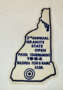 1964 2nd ann'l Granite State Open Nashua Fish & Game PISTOL TURNIER PATCH NH - Bild 1 von 2