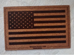 Woodchuck Holz 3D Autoaufkleber Amerikanische Flagge 4 x 3 Holzmaserung  - Bild 1 von 2